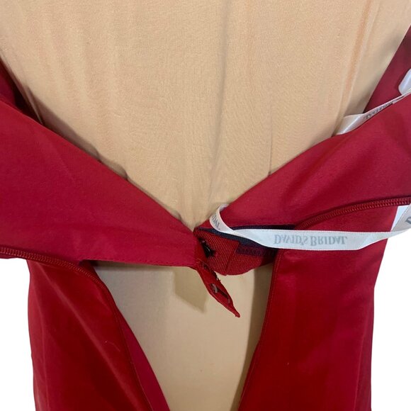 Apple Red Strapless Bridesmaid Gown Prom Side Drape Brooch Davids Bridal #8567 - Picture 7 of 11